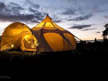 Bell tent at sunset
