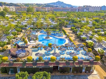 Aerial view of the pool area