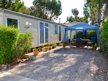 Outside space with covered seating area