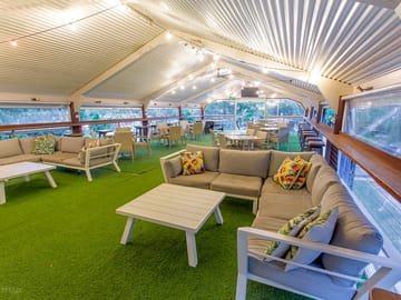 Top deck tv & lounge area