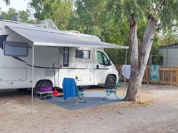Motorhome pitch with space for an awning