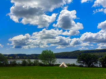 Camping field on a summers day