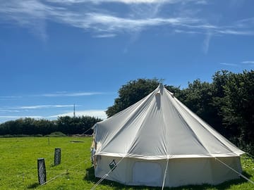 Bell tent with solar lighting