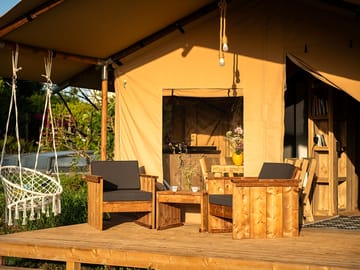 Outside the tent