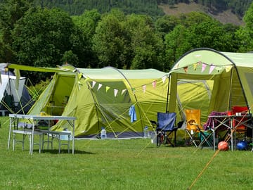 Tents with bunting on main field