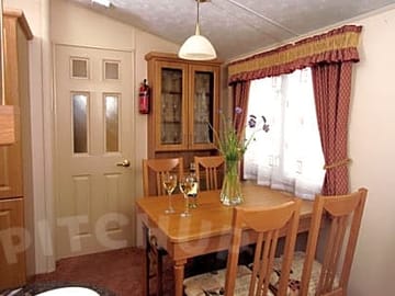 Inside one of the caravans