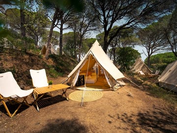 Bell tent with outdoor seating
