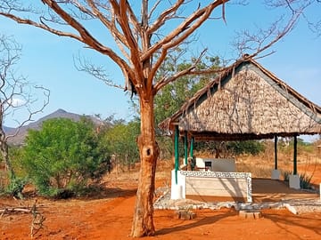 Earth pitch with mountain views
