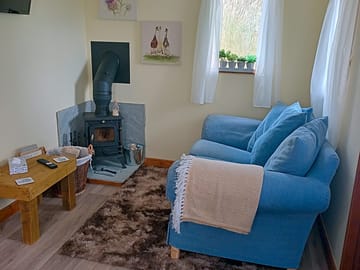 Living room with a woodburning stove
