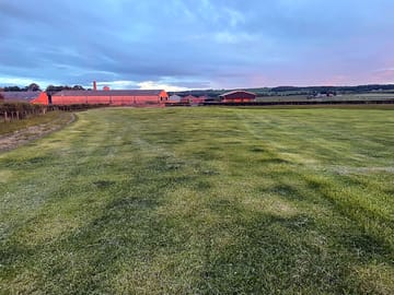 The campsite looking towards the entrance and the farm