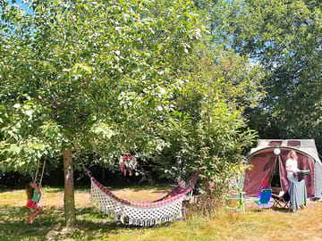 Spacious pitches. some have trees where you can tie a hammock.