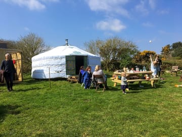 Spacious outdoor life around the yurts