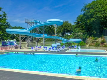 Outdoor pool and waterslide
