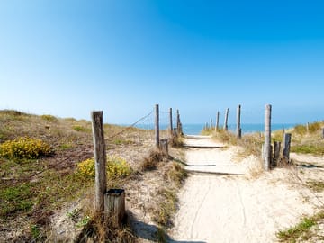 The beach is only a short walk away