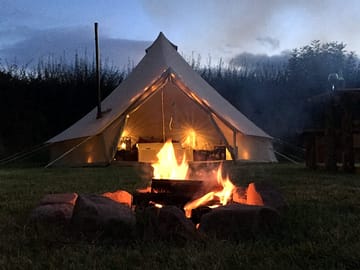 Bell tent at night
