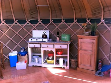 Yurt kitchen.