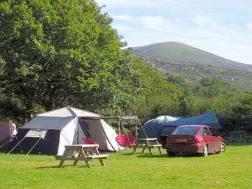 Camping pitch with mountain views