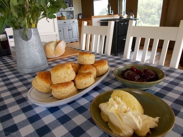 Homemade cornish cream tea on arrival