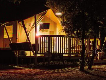Night view of the safari tent