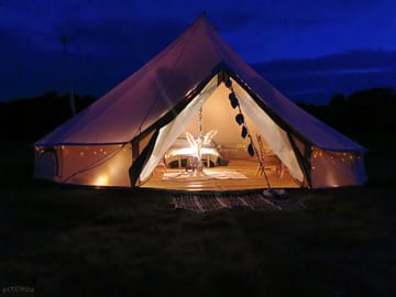 Bell tent at night