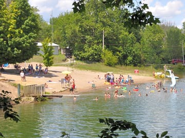 Large lake beach for swimming and fishing