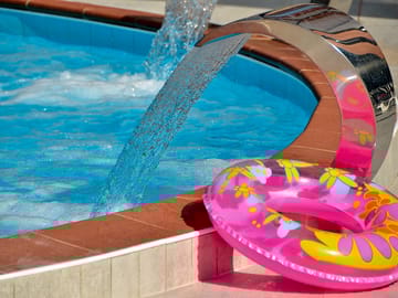 The swimming pool is open throughout the season