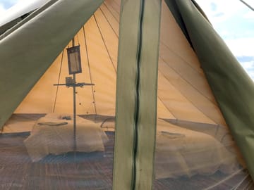 Looking into one of the tents