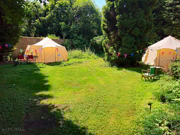 Two of our bell tents in the sunshine