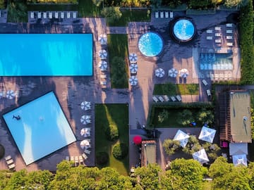 Aerial view of the pool area