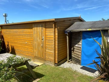 The back harbour showing kitchen entrance and outdoor seating