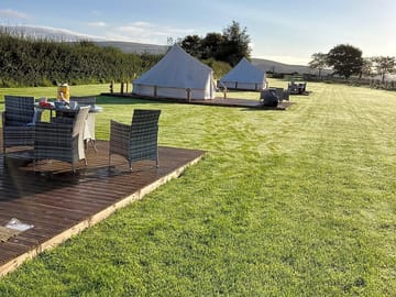Bell tents in the morning