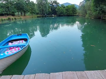 Night falls over the lake