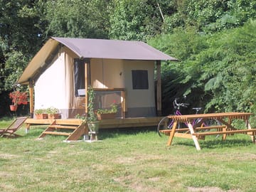 Picnic table outside the tent