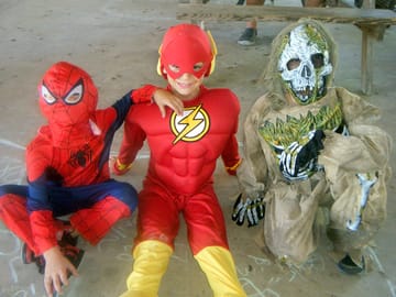 Children having fun at the on-site halloween party