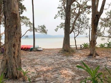 Lake and canoes