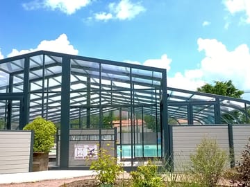 Outside of the covered swimming pool
