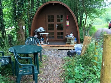 Pod entrance and camp kitchen