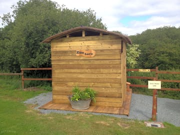Eco loos, in the glamping field.