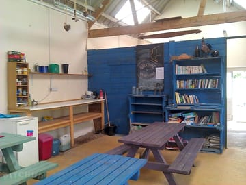 The indoor seating area for eating and activities in wet weather.