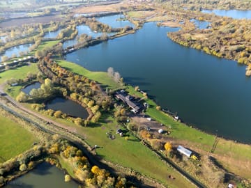 Bird's eye view of ski lake, Gerald's ponds and clubhouse