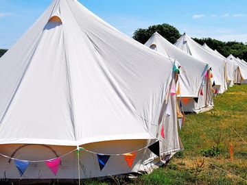 Bell tent with bunting