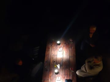 Nice concersations on our long wooden dinner table
