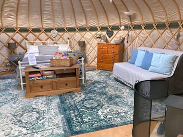 Inside the yurt