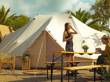Bell tent with outdoor seating