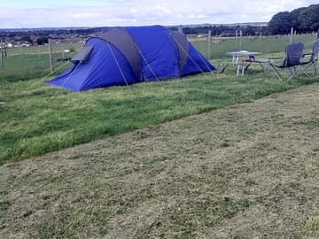 The site's first ever guests on a non-electric grass tent pitch