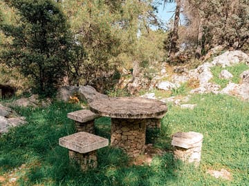 Shaded outdoor table