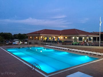 Swimming pool at night