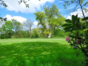 Peaceful camping meadow at pencelli castle