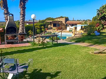 The pool and communal barbecue