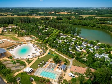 Aerial view of the site showing the lagoon and waterpark